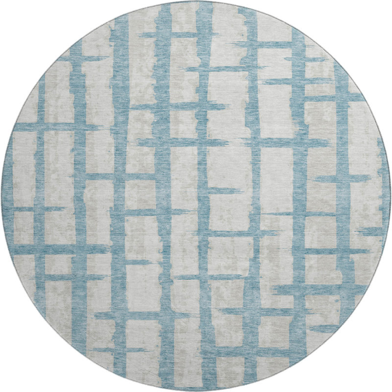 Premium Machine Washable Prisco Sky Rug, Round 8'