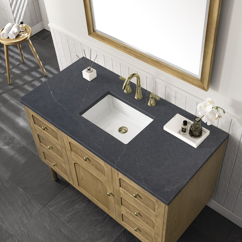 Laurent 48'' W Single Vanity, Parisien Bleu, 8" Widespread, Honey Brown