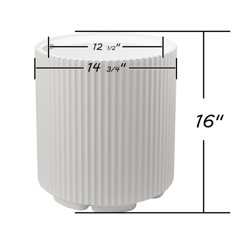Round Planter 16’’H Plant Pots With Water Reservoirfor Indoor Outdoor Porch, Patio, Backyard, White