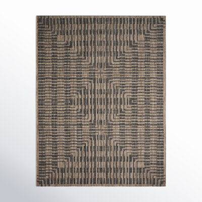 Tiza Brown Black Geometric Outdoor Rug