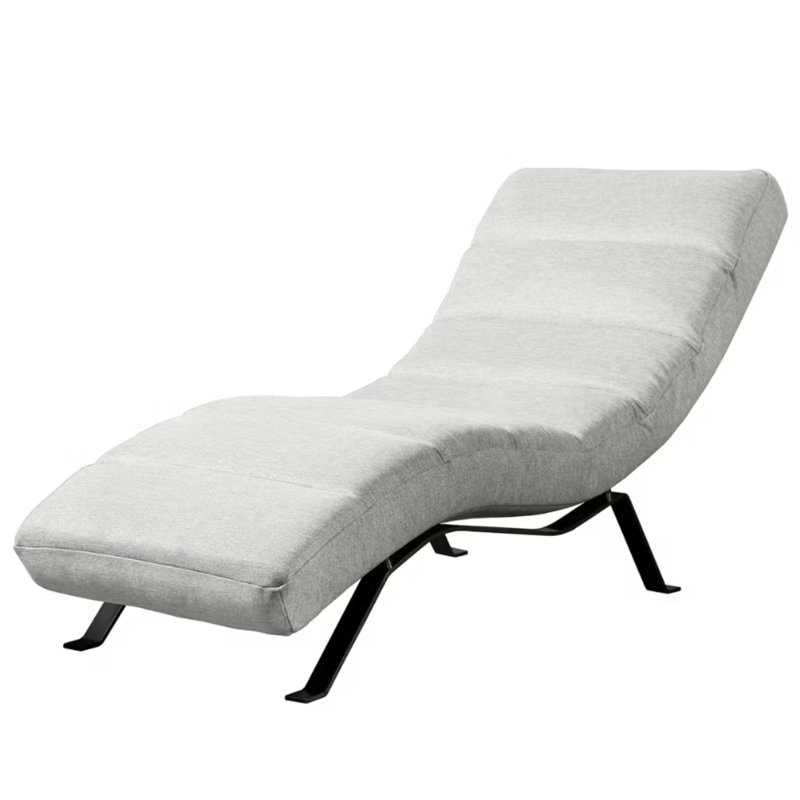 Brixham Upholstered Chenille Fabric Chaise Lounge with Adjustable Back, Black, Light Grey