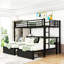 Full XL Over Twin & Twin Triple Bunk Bed with Drawers and Shelves