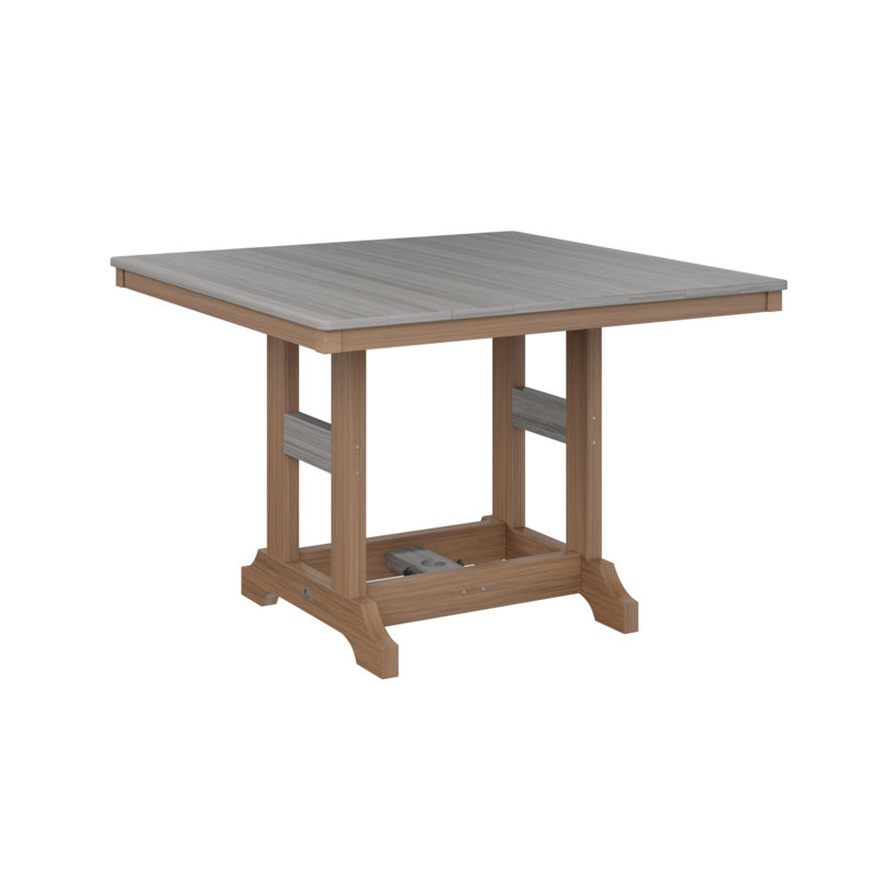 Garden Classic Outdoor Square Bar Table, Antique Mahogany, Driftwood Gray
