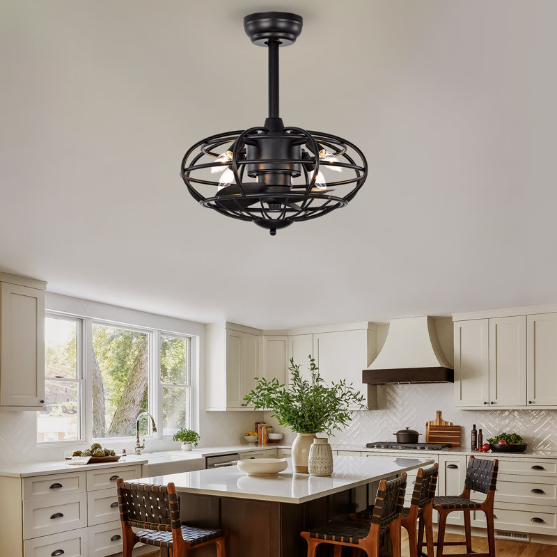 Ali Caged Ceiling Fan with Lights, Remote & 3 Speeds (Bulb Not Included)