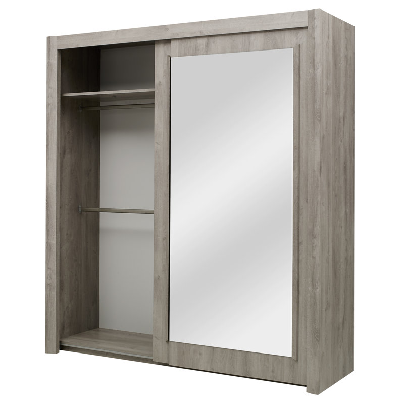 Wyona 2 Door Manufactured Wood Wardrobe, Grey, H220 x W246 x D63cm