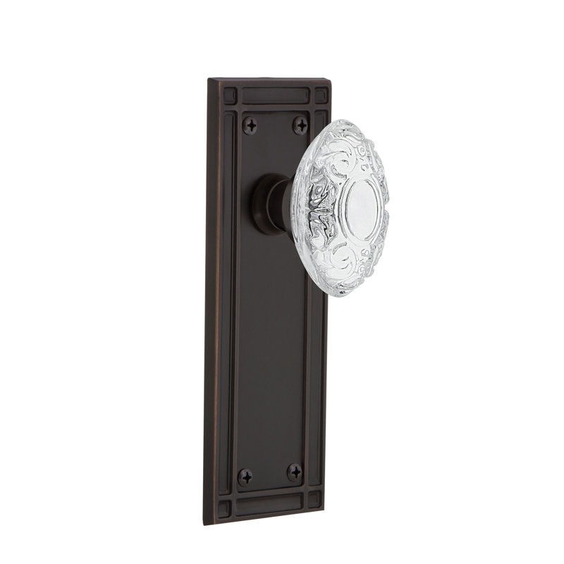 Plaque de mission avec bouton victorien en cristal, 2-3/8 po, Bronze intemporel