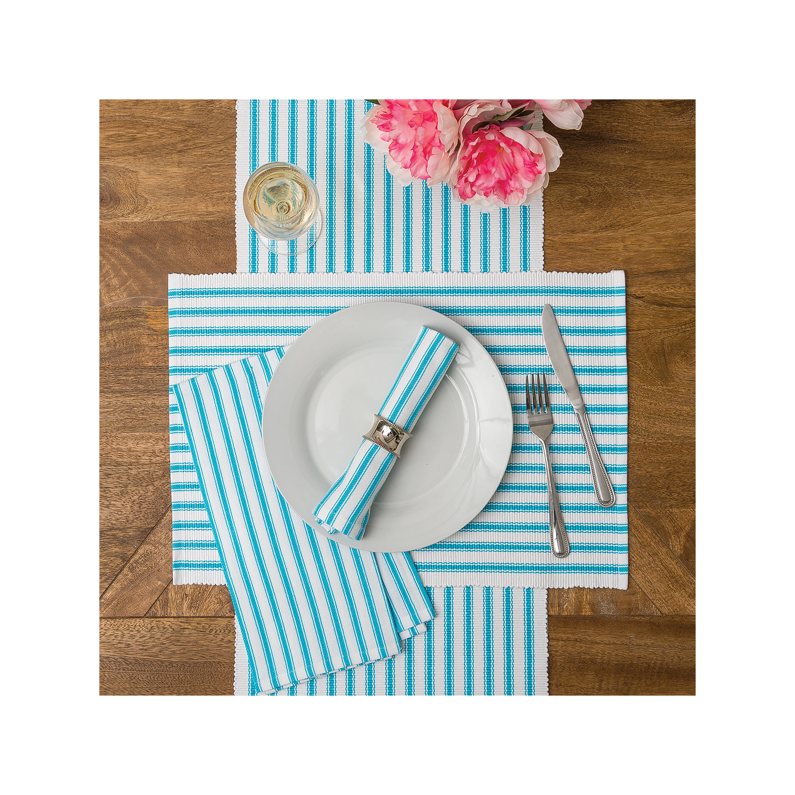 Omaha Stripe Table Runner, Turquoise