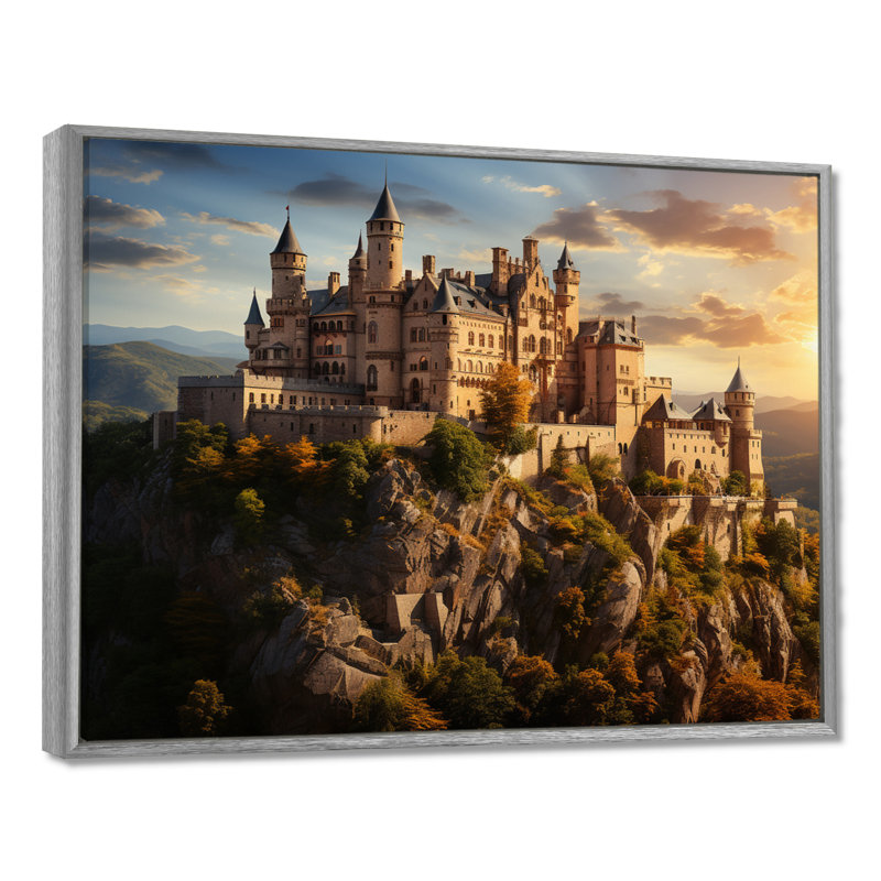 Châteaux ensoleillés, splendeur éclatante - impression, H 30 po x l 40 po x P 1,5 po, Encadrement argenté