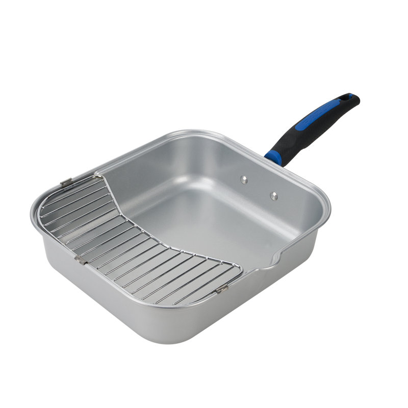 Silver Carbon Steel Non-Stick Fry and Sauce Pan with Rack