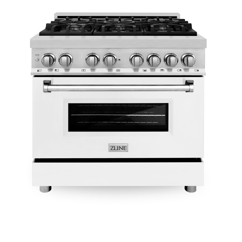 ZLINE 36" Legacy Dual Fuel Range, White Matte Stainless Steel