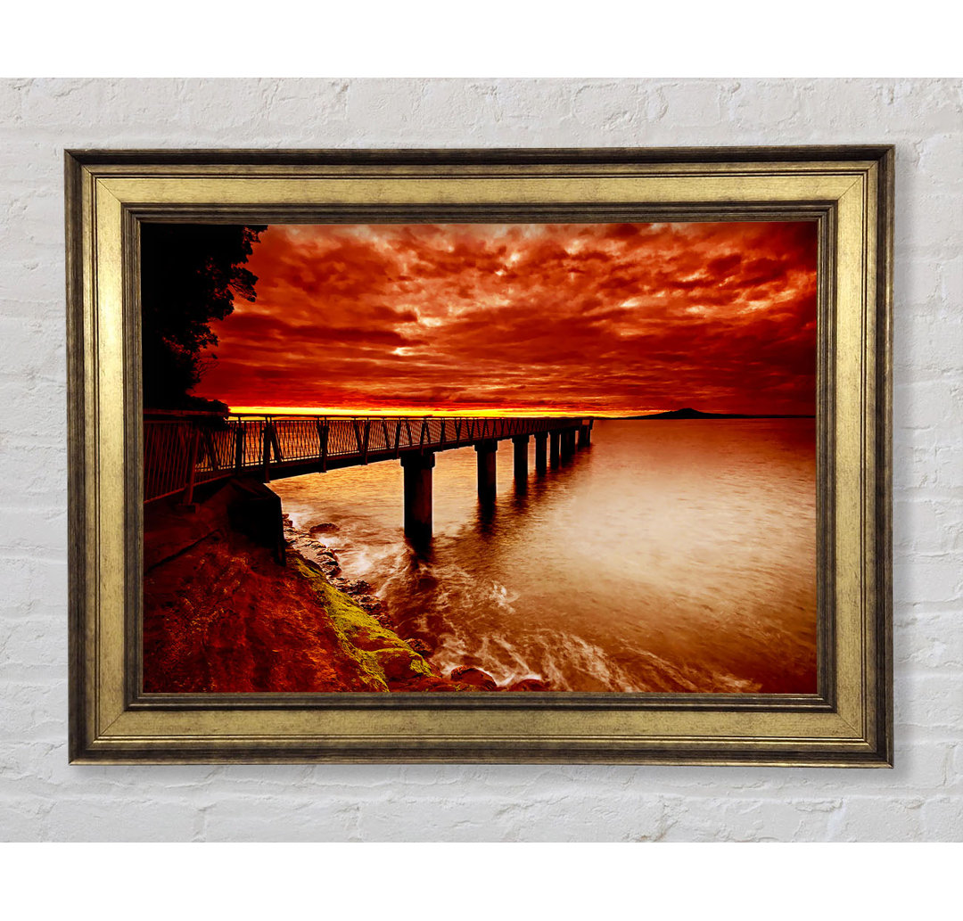 Bridge Over The Ocean Orange - Einzelne Bilderrahmen Kunstdrucke