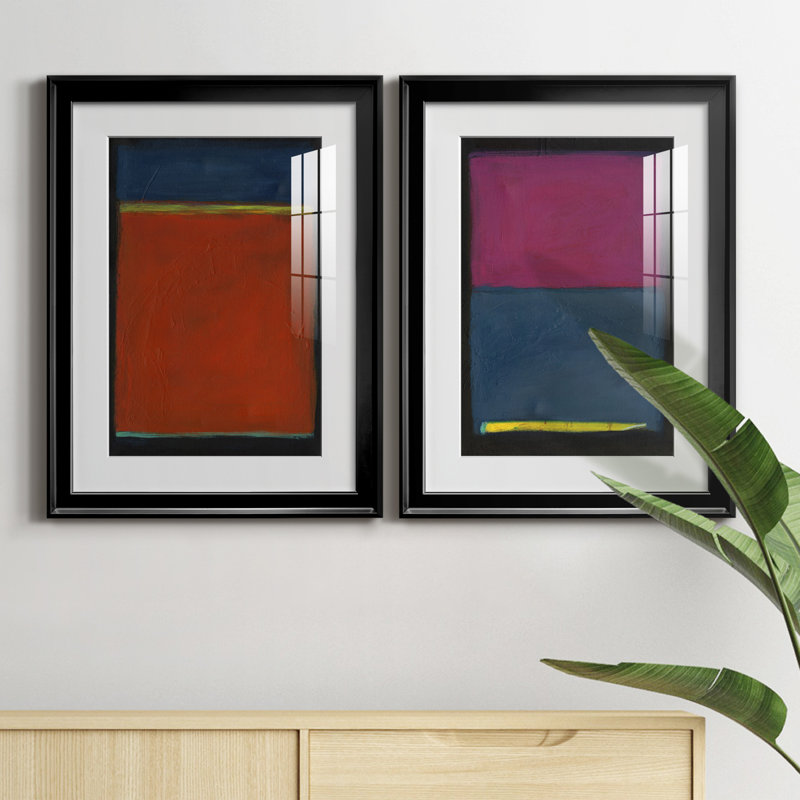 Contemplation I - ensemble de 2 impressions encadrées, H 30,5 po x l 22,5 po x P 1,25 po, Cadre noir