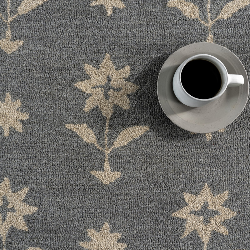  Tapis en laine Ella, Bleu, Tapis de couloir 2 pi 8 po x 8 pi