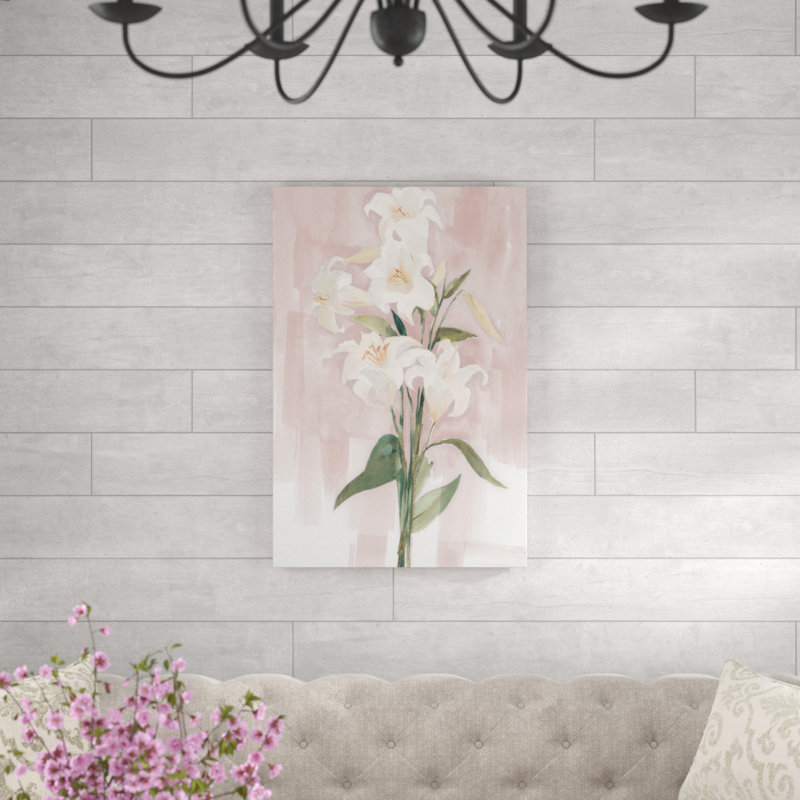 Lys aquarelle-reproduction d’art sur toile, H 36 po x l 24 po