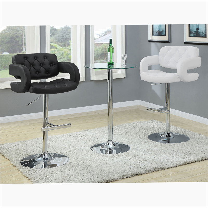 Chrome and White Adjustable Bar Stool