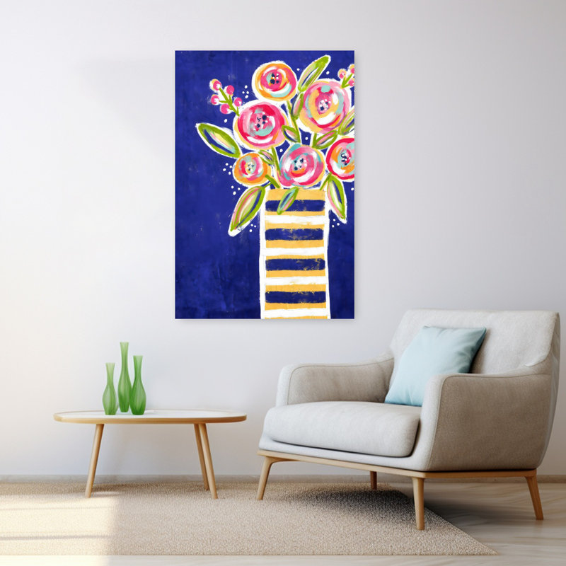 Art mural abstrait rayé, 48" H x 32" W