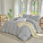 XINMIANFANG Striped Duvet Cover Set 100% Washed Cotton Linen Like Textured Bedding Set 3 Pcs Comforter Cover for All Seasons-120117790-120117787