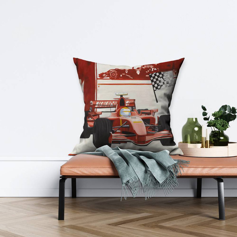 Formule 1 Car Poly Twill Throw | Red Transport – Throw Pillow Cover Only, Double-Sided Print, Insert Not Included, Square 26"