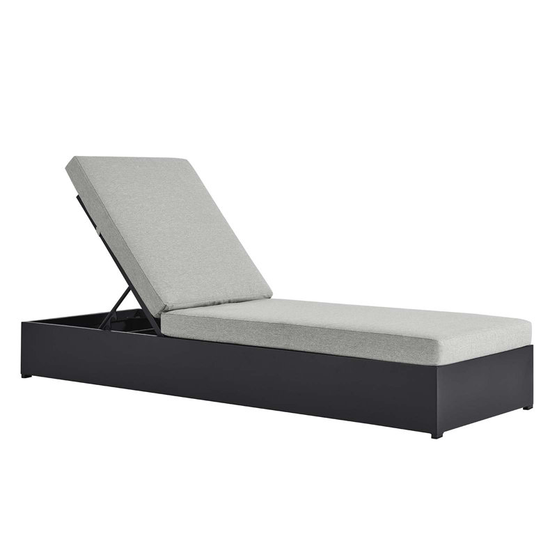 Tahoe Gray Powder-Coated Aluminum Outdoor Chaise Lounge with Cushions