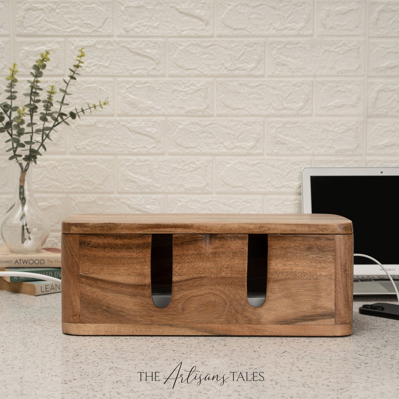 LuxeDesigns – Handcrafted Mango Wood Cable Organizer