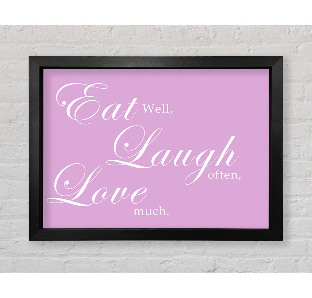 Kitchen Quote Eat Laugh Love Pink - Bilderrahmen Kunstdrucke - Einzelne Bilderrahmen Kunstdrucke