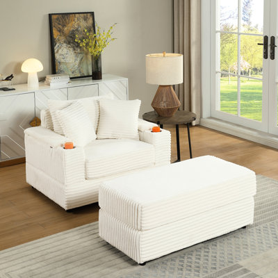 Canapé Comfy 1 en velours côtelé, coussins décoratifs, assise profonde, ressorts de suspension performants, caractéristiques ergonomiques, montage rapide, beige, tissu relaxant, rembourrage épais, structure stable, beige
