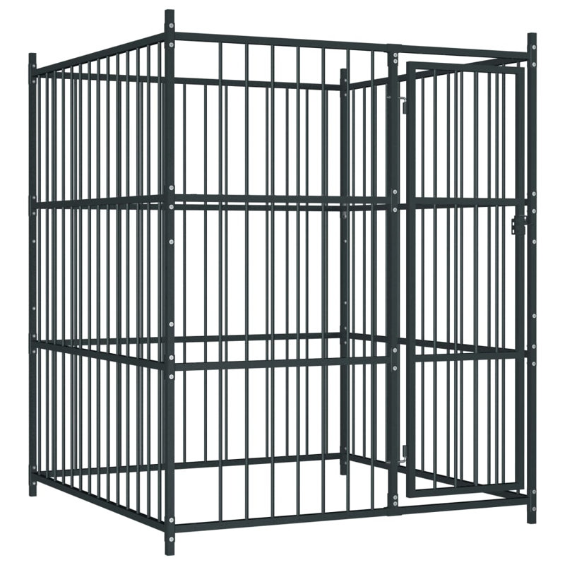 Mirfield Steel Kennel With Door, 185cm H x 150cm W x 150cm D