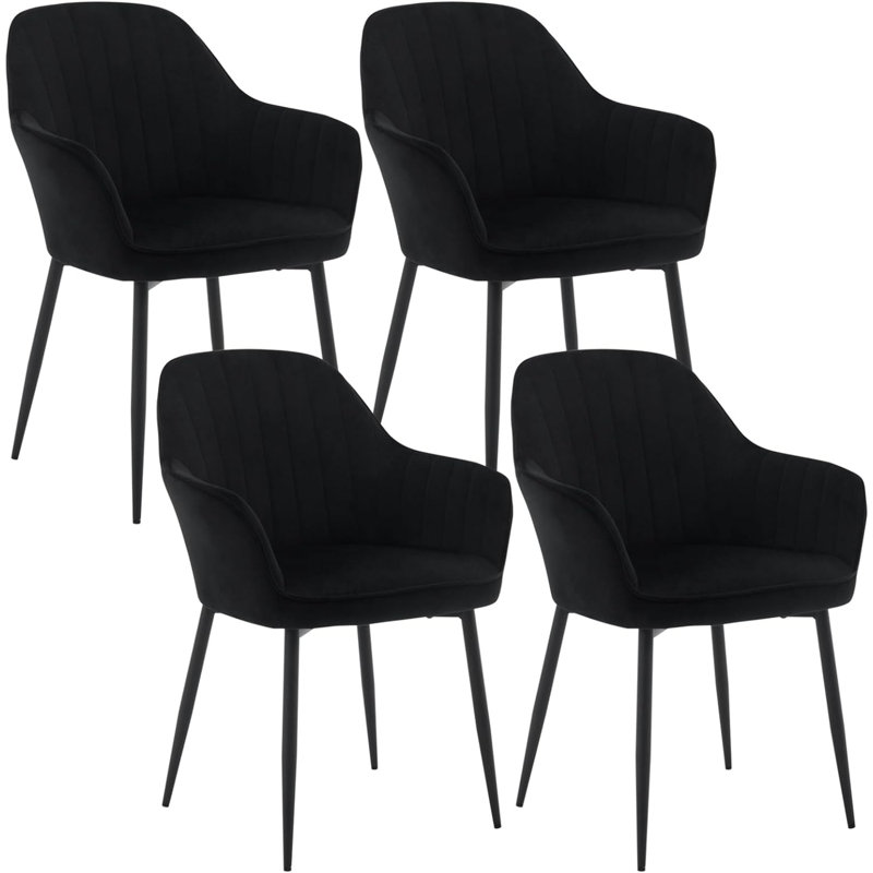 Valter 46cm H Velvet Upholstered Armchair, Black