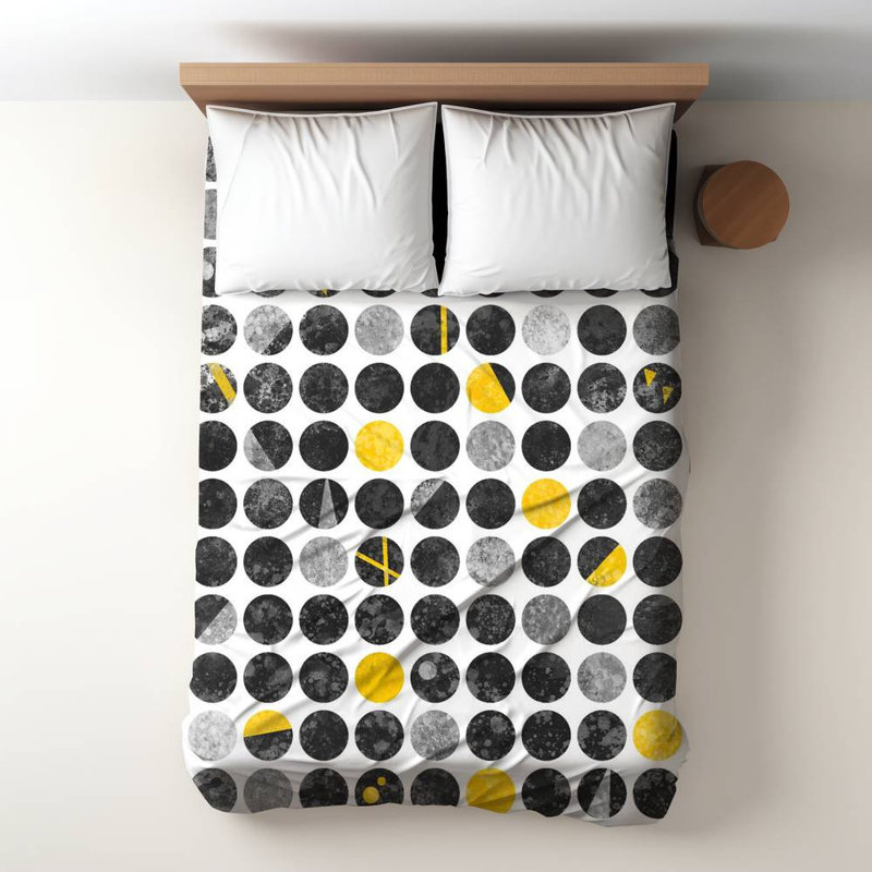 Polyester Sateen Duvet Cover, Twin Duvet, Blue Abstract Grunge Circles