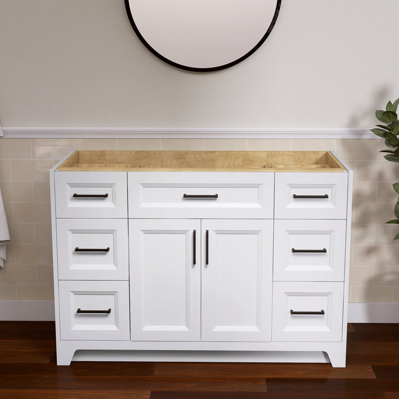 Armoire de meuble-lavabo autoportante 48 po, Blanc / Blanc