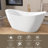 Vastwild 59'' Acrylic White Freestanding Bathtub Double Slipper Soaking Tub with Overflow Oval Shape