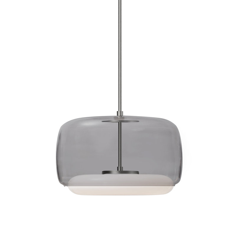 Brushed Nickel Smoke Gray Glass LED Pendant Light