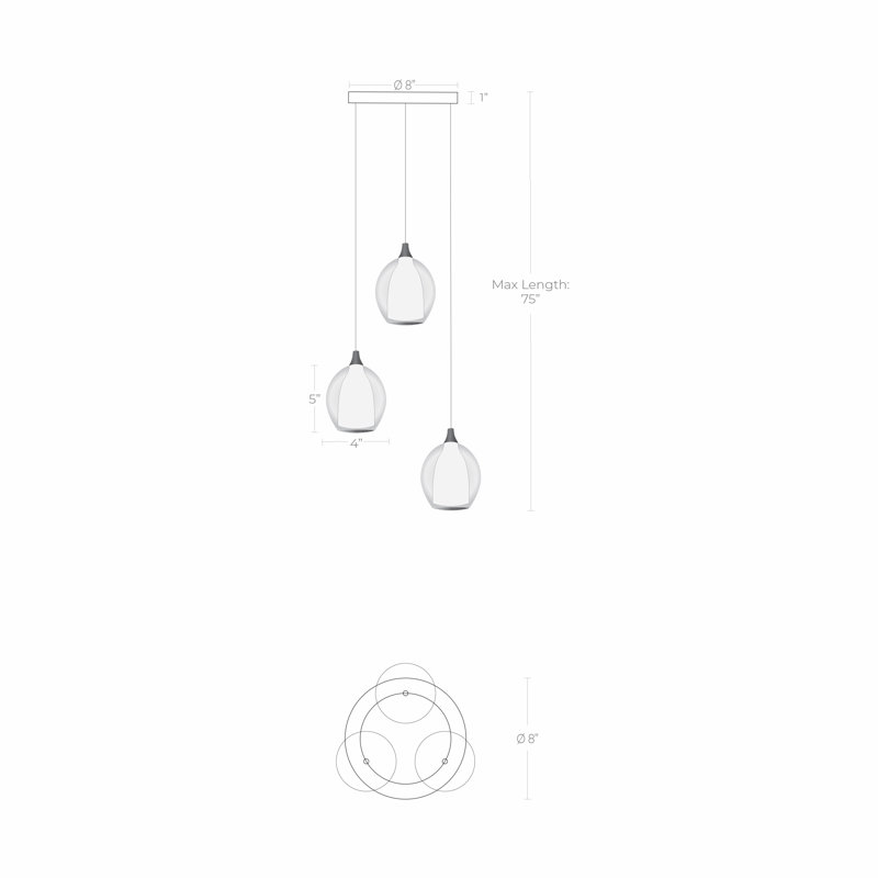 Frost 3 Pendants in Clear and Frosted Glass, Gray, Satin Nickel