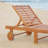 Outdoor Folding Chaise Lounge, Wood Frame Single Chaise With Wheels, Modern Patio Chaise Lounge
