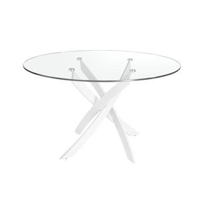 Round tempered glass dining table