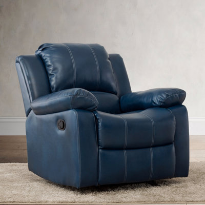 Charlotte Navy Blue Leather Gel With Recliner Function