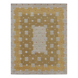 Scandinavian Hand Knotted Wool Geometric Area Rug