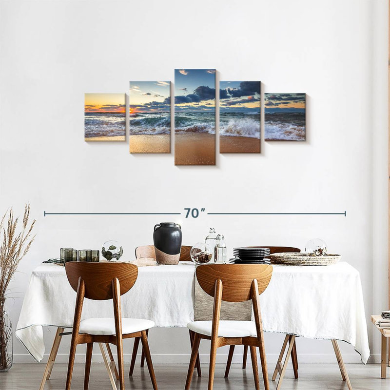 Ensemble 5 pièces Sea Cloudscape sur toile, H 80 po x l 36 po x P 1,25 po