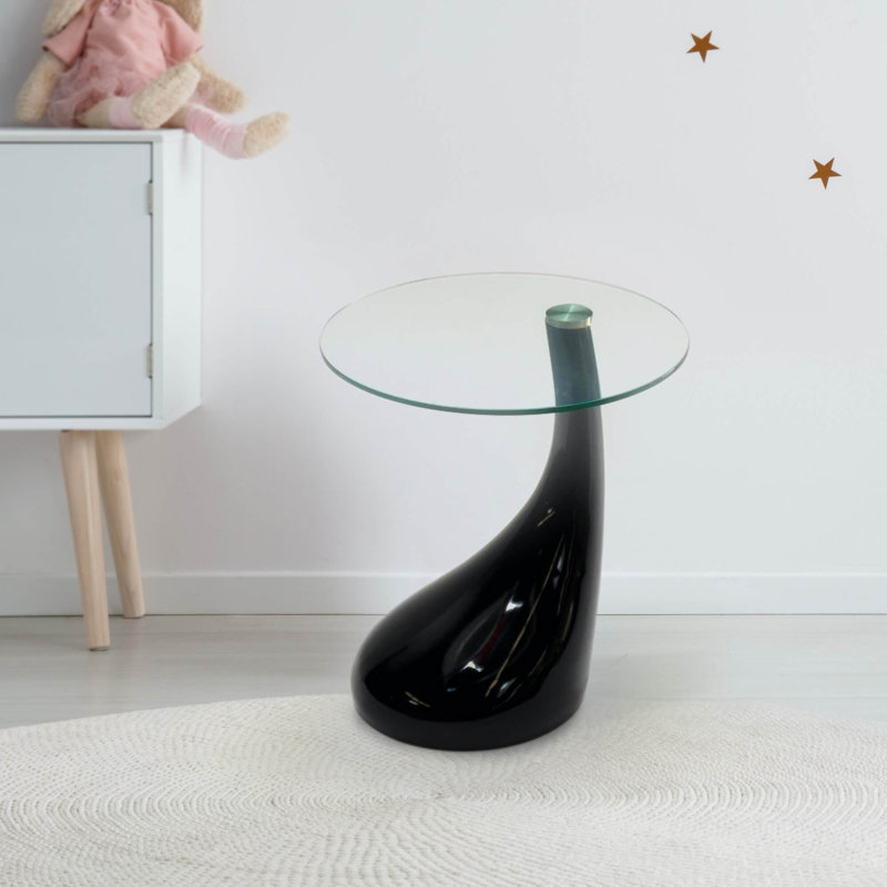 Centeno Round Clear Glass Top Pedestal End Table