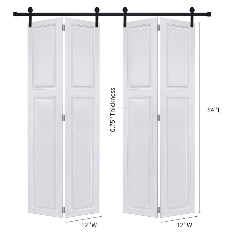 Porte coulissante double en panneaux de fibres à densité moyenne de 24 po x 84 po avec porte escamotable double, 48" X 84"