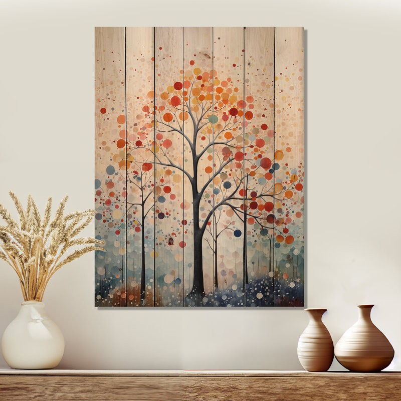 «Pink and Blue Trees Field Pointillism II» sur impression sur bois, H 40 po x l 30 po x P 0,78 po