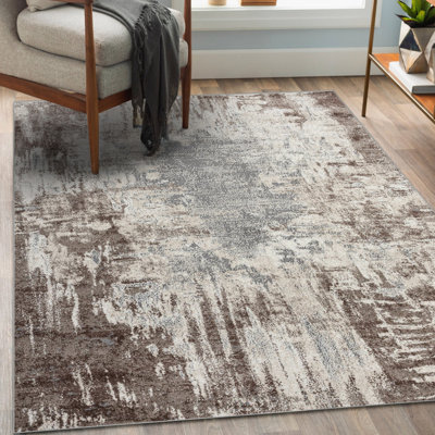 Luxe Weavers Rug 7680 Abstract Persian-Rugs Stain Resistant, Machine-Made, Brown / 6'' x 9''