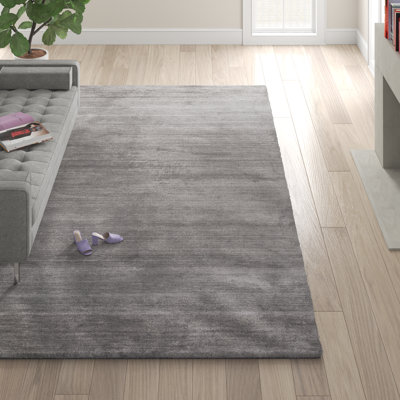 Tapis gris en laine tissé à la main et à plat Mcelroy