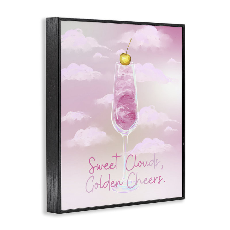 «Sweet Clouds Cheers Giclee Art», conception de Ziwei Li, H 14 po x l 11 po, Giclée encadrée noir minuit