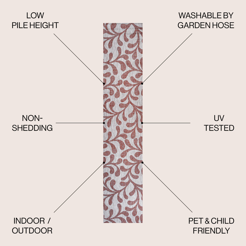 Elsea All Over Indoor/Outdoor Rug, Runner 2'2" x 8', Red/Beige