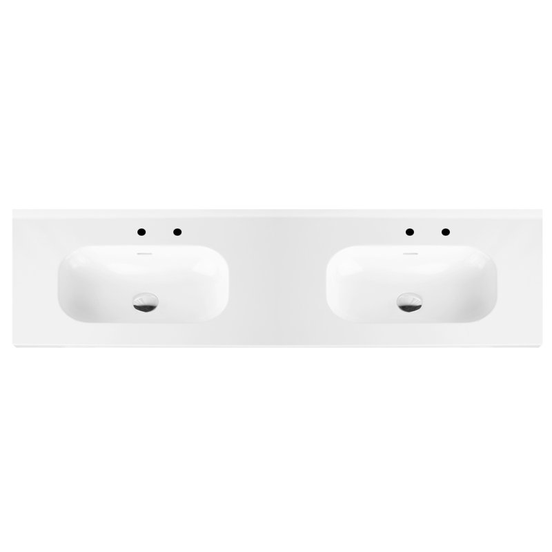 Aquatre 55.88'' W Double Vanity Top, Gloss White, 4" Centerset