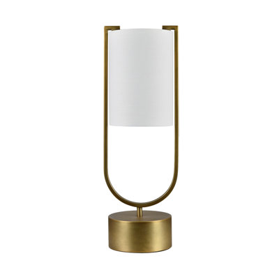 22" Metal Table Lamp With White Shade