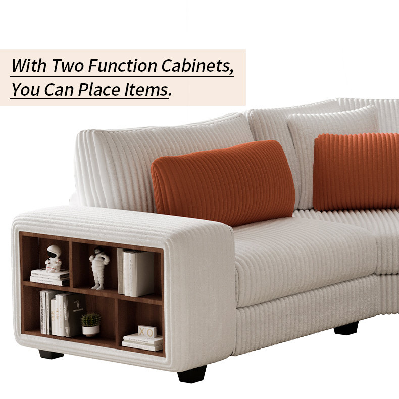 Godfrey Modular Combination Double Sofa,Cream Style, Beige