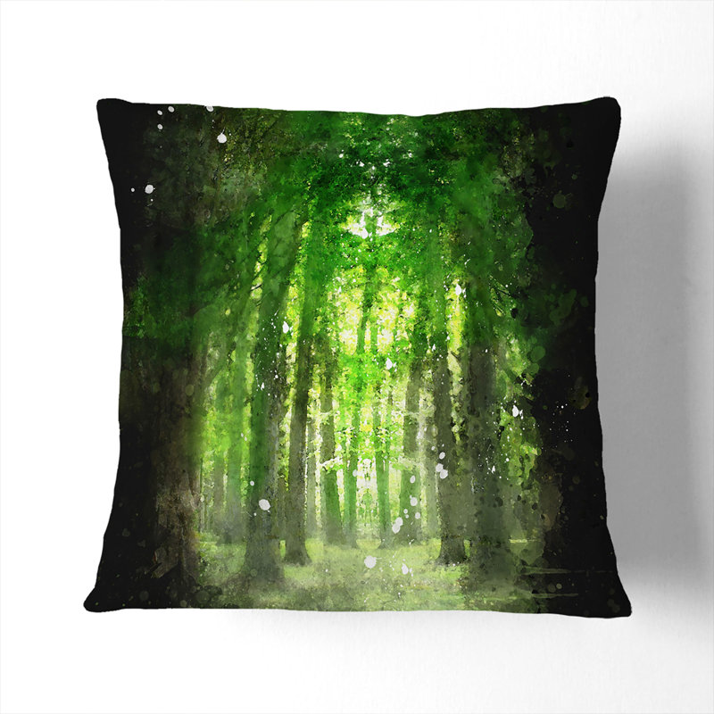 Green Forest Vol.2 Paint Splash Square Throw Cushion, 55cm H x 55cm W x 20cm D