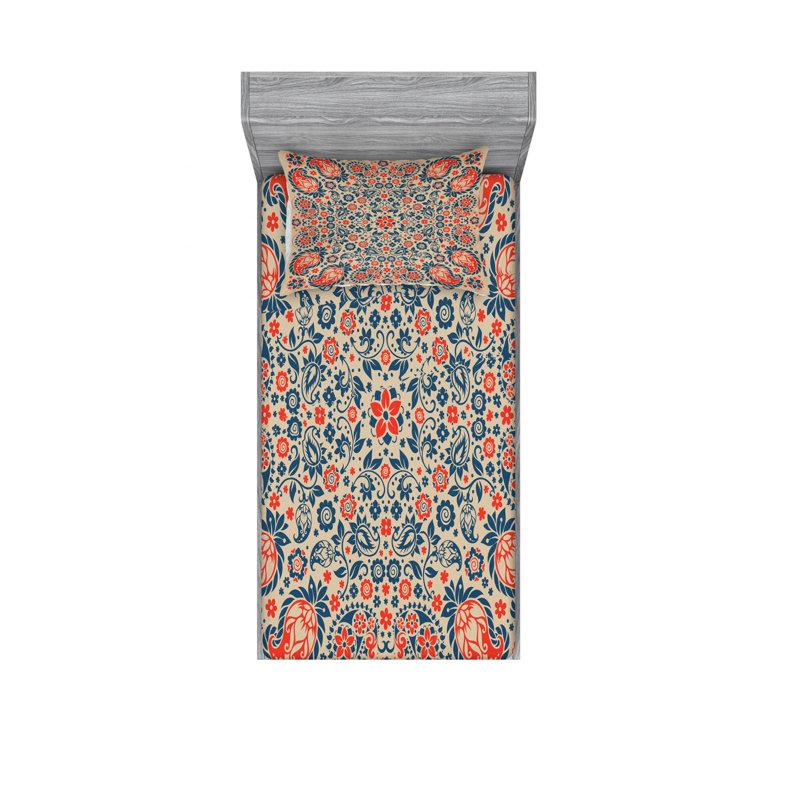 Microfiber Floral Sheet Set, Twin XL Sheet Set with Fitted Sheet